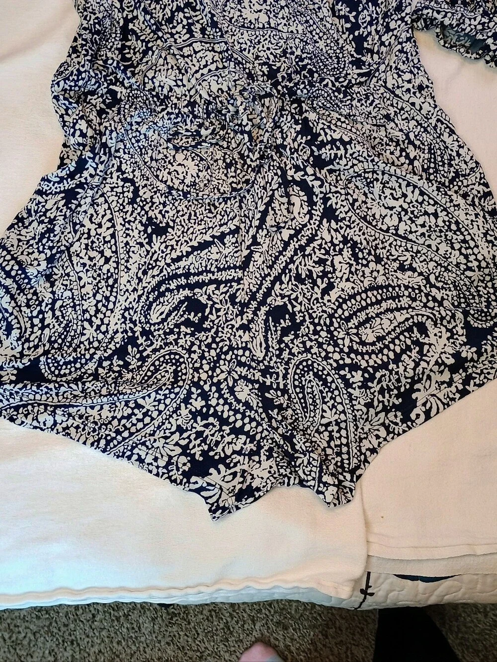 Romper Small Black and White Paisley On or Off Shoulder Veronica H. - Picture 5 of 10
